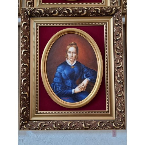 494 - Oil on Canvas Portrait of Famous German Poet Annette von Droste-Hülshoff, a Custom Painting by Harri... 