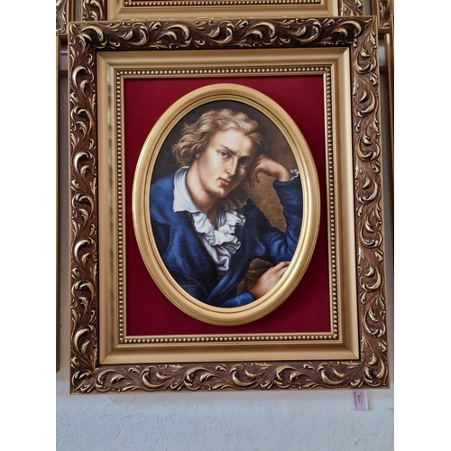 495 - Oil on Canvas Portrait of Famous German Playwright, Poet, and Philosopher Friedrich Schiller, a Cust... 