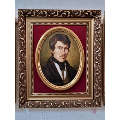 496 - Oil on Canvas Portrait of Famous Austrian Poet Nikolaus Lenau, a Custom Painting by Harris Intzoyian... 