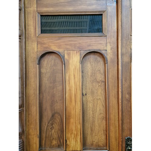 98 - Antique Cypriot Wardrobe with Decorative Carved Panels, Feature Carved Temple with Double Eagle, Dou... 