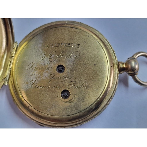 123 - Antique 18ct Gold Plated Pocket Watch with Decorative Case, Key Wound Movement, White Face with Roma... 