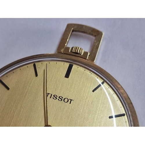 124 - 14ct Gold Tissot Stylist Pocket Watch with Champagne / Gold Tone Face and Black Baton Hour Markers &... 