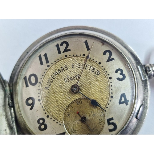 125 - Antique Silver Audemars Piquet & Co Full Hunter Minute Repeater Pocket Watch, Made in Switzerland wi... 