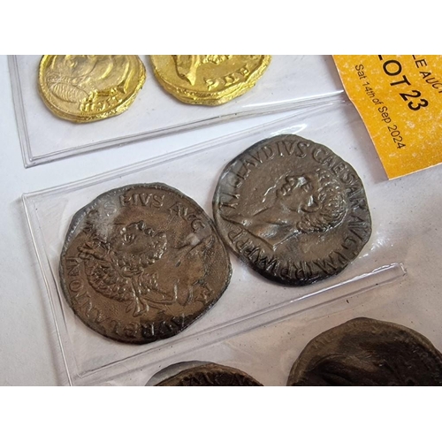 23 - Interesting Collection of Replica / Souvenir Roman Coins (Imperatore); 4 x Bronze Colour and 5 x Gol... 