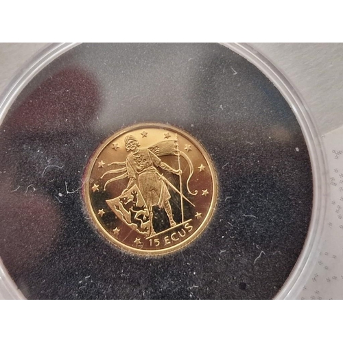 44 - 24ct Gold 'Henry The Lion' (1995) Proof Coin, Gibraltar, 'The Smallest Gold Coins in the World' Coll... 