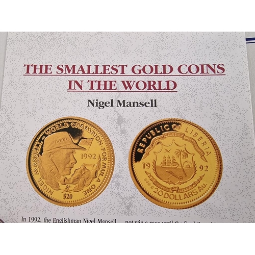 45 - 24ct Gold 'Nigel Mansell' (1992) Proof Coin, Liberia, 'The Smallest Gold Coins in the World' Collect... 