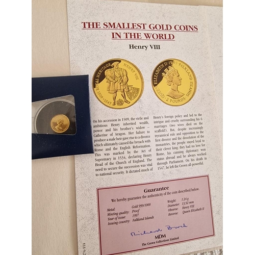 46 - 24ct Gold 'Henry VIII' (1997) Proof Coin, Falkland Islands, 'The Smallest Gold Coins in the World' C... 