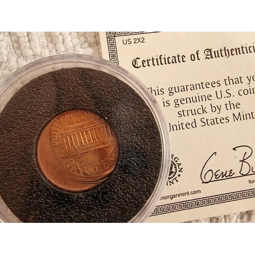 83 - Mis-Strike / Error Coin (Part Blank) of USA Lincoln One Cent Coin, with Certificate of Authenticity ... 