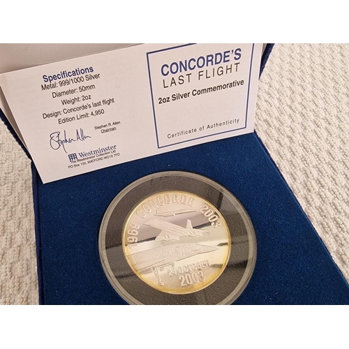 84 - Concorde's Last Flight; 2oz Fine Silver Commemorative Medal by Westminster, Limited Edition of Only ... 