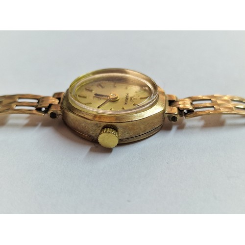 119 - Vintage 9ct Gold Cocktail Wrist Watch, Marked 'Marvin', with Champagne Face and Gold Baton Hour Mark... 