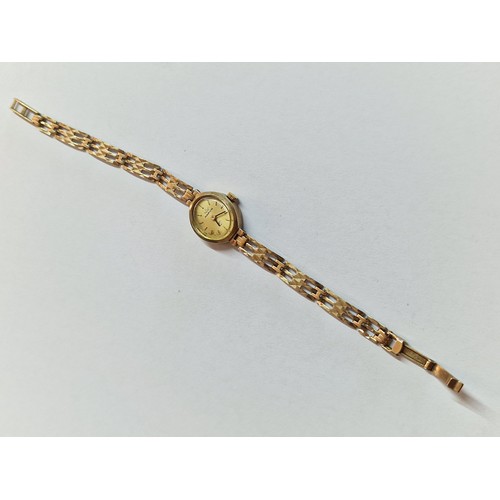 119 - Vintage 9ct Gold Cocktail Wrist Watch, Marked 'Marvin', with Champagne Face and Gold Baton Hour Mark... 