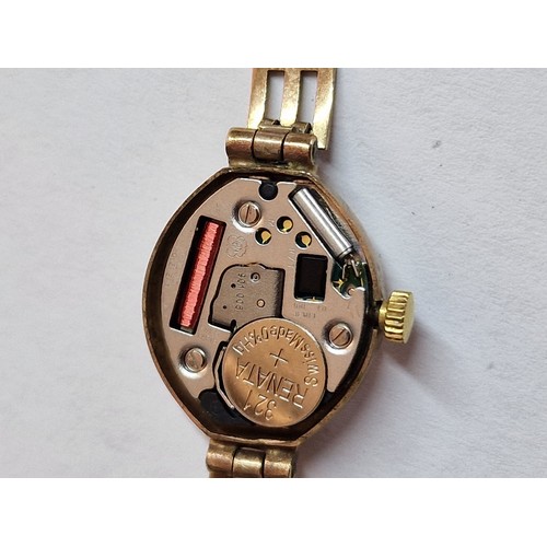 119 - Vintage 9ct Gold Cocktail Wrist Watch, Marked 'Marvin', with Champagne Face and Gold Baton Hour Mark... 