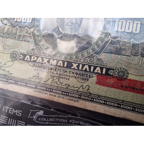 79 - Collection of 5 x Early Greek Bank Notes; 1926 1,000 Drachma, 1939 1,000 Drachma, 1943 25,000 Drachm... 