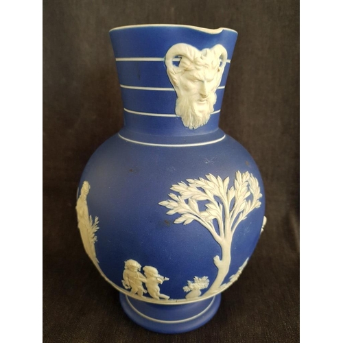 55 - Antique Wedgwood Jasperware Doric Jug / Pitcher, with Decorative Classical Relief, Sacrifice Figures... 