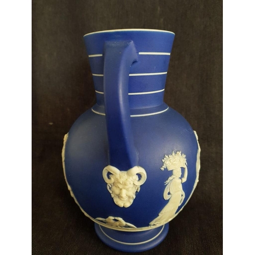 55 - Antique Wedgwood Jasperware Doric Jug / Pitcher, with Decorative Classical Relief, Sacrifice Figures... 