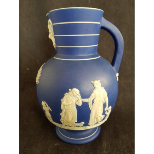 55 - Antique Wedgwood Jasperware Doric Jug / Pitcher, with Decorative Classical Relief, Sacrifice Figures... 