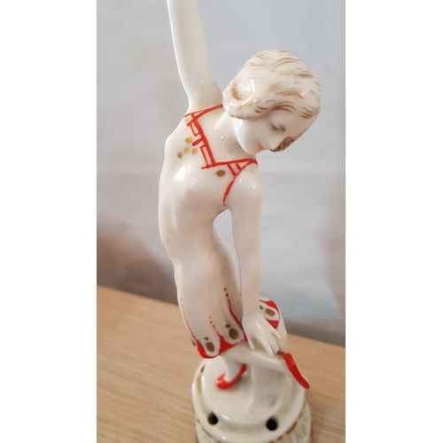 93 - Porcelain Figurine of Dancing Lady by Karl Ens, Made in Germany, Circa 20th Century, (Approx. H: 25c... 