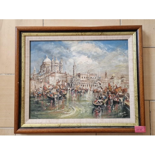 448 - Framed Oil on Board Painting, Possibly Venice, Signed 'Rima', (Approx. 47 x 39cm)