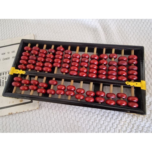 48 - Chinese Abacus, 'Lotus-Flower Brand' PRC, with Instruction How to Use, (Approx. 27 x 14cm)