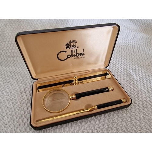 49 - Cased Colibri Desk Set with Ruler, Magnifying Glass and Letter Opener in Fitted Case