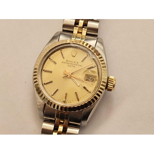 100 - Rolex Oyster Perpetual Date Just (#6917), Ladies, Two Tone Wrist Watch; Stainless Steel Case with Go... 