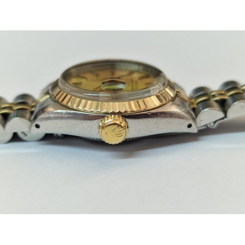 100 - Rolex Oyster Perpetual Date Just (#6917), Ladies, Two Tone Wrist Watch; Stainless Steel Case with Go... 