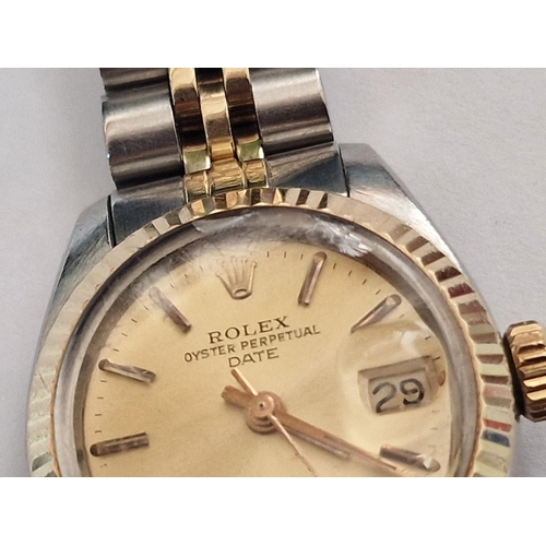 100 - Rolex Oyster Perpetual Date Just (#6917), Ladies, Two Tone Wrist Watch; Stainless Steel Case with Go... 