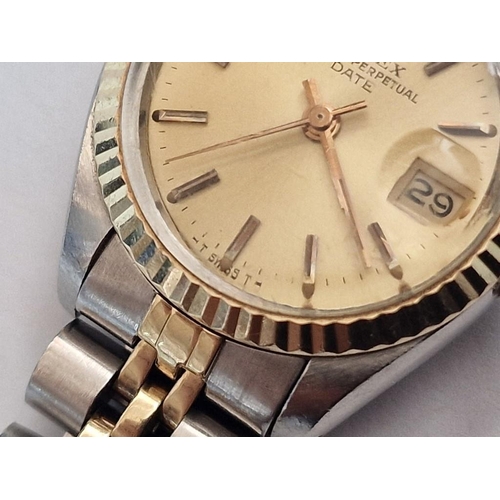 100 - Rolex Oyster Perpetual Date Just (#6917), Ladies, Two Tone Wrist Watch; Stainless Steel Case with Go... 