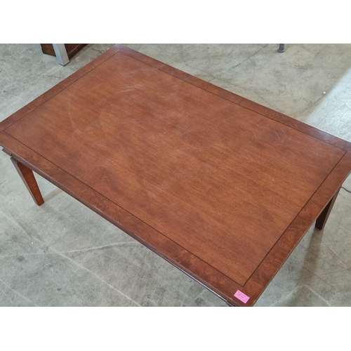 187 - Classical Style Dark Wood Rectangular Coffee Table with 2-Side Drawers, Made by 'Guerra Vanni', Ital... 