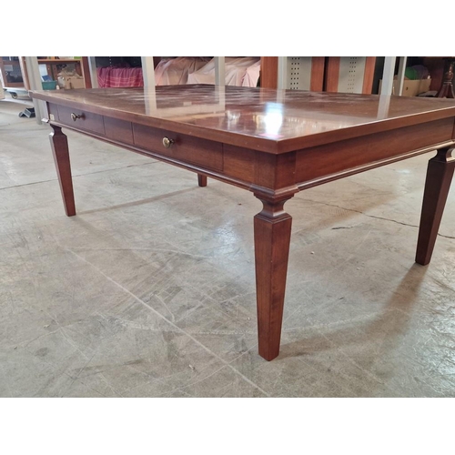 187 - Classical Style Dark Wood Rectangular Coffee Table with 2-Side Drawers, Made by 'Guerra Vanni', Ital... 