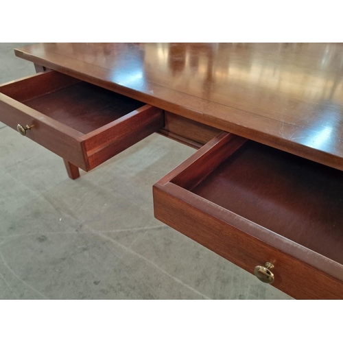 187 - Classical Style Dark Wood Rectangular Coffee Table with 2-Side Drawers, Made by 'Guerra Vanni', Ital... 