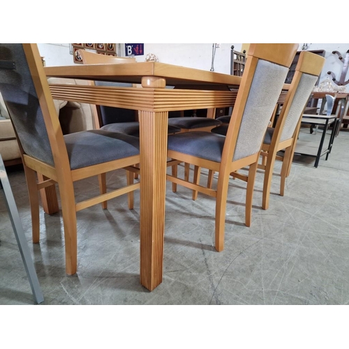 194 - Light Wood Rectangular Dining Table (Approx. 180 x 90cm), with Set of 6 x Matching Chairs with Padde... 