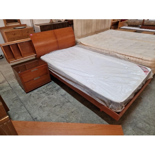 195 - Complete Bedroom Set; Modern Cherry Wood Colour Matching Set of Single Bed with Storage in Headboard... 