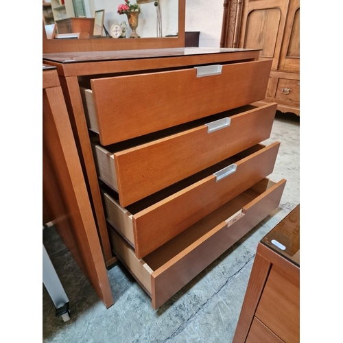 195 - Complete Bedroom Set; Modern Cherry Wood Colour Matching Set of Single Bed with Storage in Headboard... 