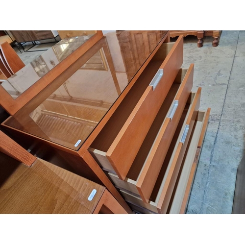 195 - Complete Bedroom Set; Modern Cherry Wood Colour Matching Set of Single Bed with Storage in Headboard... 