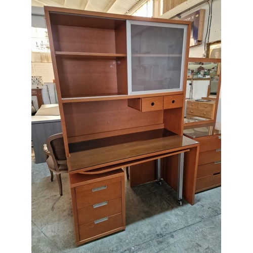 195 - Complete Bedroom Set; Modern Cherry Wood Colour Matching Set of Single Bed with Storage in Headboard... 