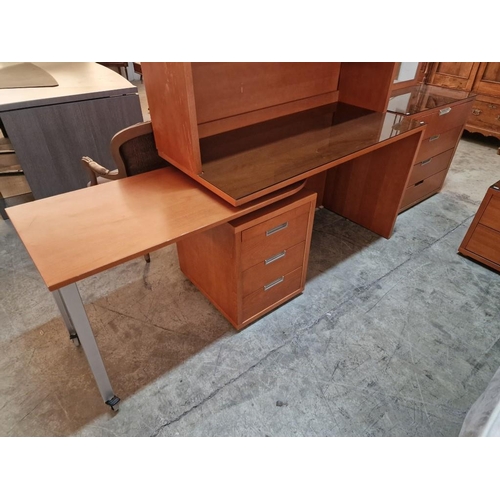 195 - Complete Bedroom Set; Modern Cherry Wood Colour Matching Set of Single Bed with Storage in Headboard... 