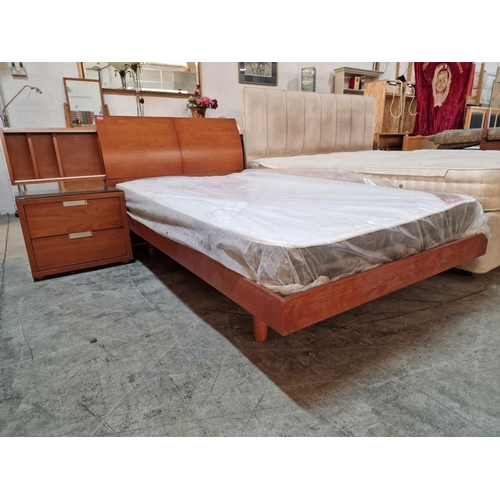 195 - Complete Bedroom Set; Modern Cherry Wood Colour Matching Set of Single Bed with Storage in Headboard... 