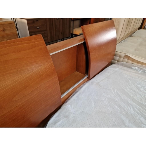 195 - Complete Bedroom Set; Modern Cherry Wood Colour Matching Set of Single Bed with Storage in Headboard... 