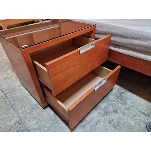 195 - Complete Bedroom Set; Modern Cherry Wood Colour Matching Set of Single Bed with Storage in Headboard... 