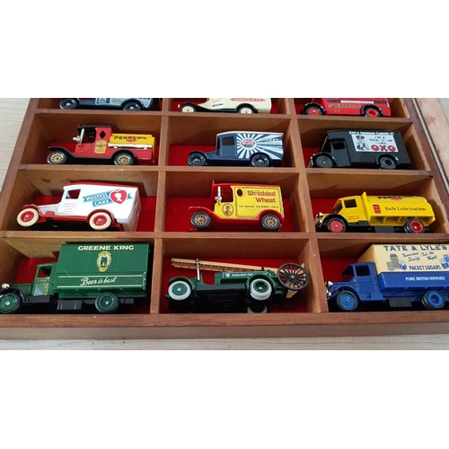 13 - Glazed Display Wall Hanging Case Containing 15 x Lledo Die Cast Scale Models, (Approx. 33 x 29 x 5cm... 