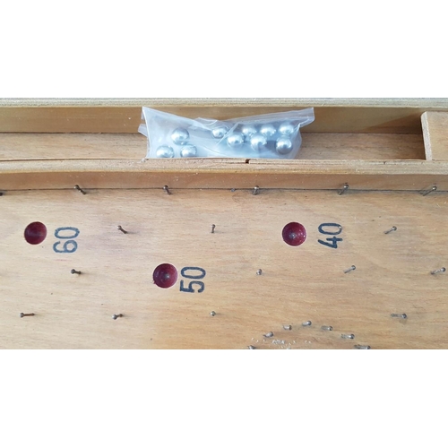 19 - Vintage Bagatelle Board Game with 10 x Balls, (Approx. 60 x 30cm)