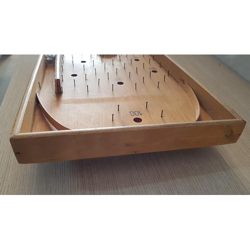 19 - Vintage Bagatelle Board Game with 10 x Balls, (Approx. 60 x 30cm)