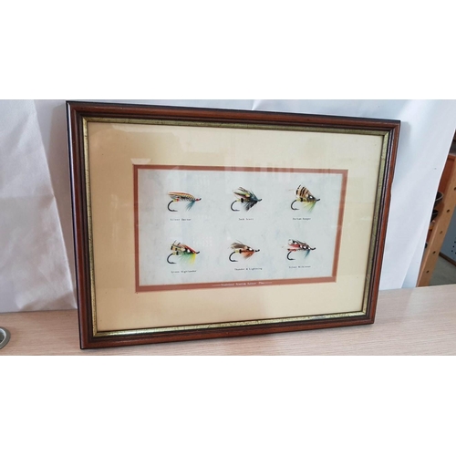 22 - Wall Mounted Framed & Glazed Display of Traditional Scottish Salmon Flies (History on Reverse), (App... 