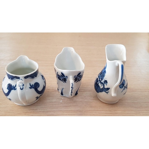 23 - 3 x Miniature Royal Doulton Blue & White Jugs (Ave. 8cm), (3)