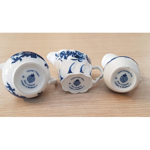 23 - 3 x Miniature Royal Doulton Blue & White Jugs (Ave. 8cm), (3)