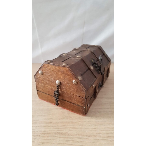 31 - Red Jewellery Box with Drawers and Mirror, (Approx. 16 x 16 x 15cm), Plus Contents! Together with Re... 