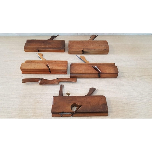 34 - 5 x Vintage Moulding Planes & Spoke Shave, (6)