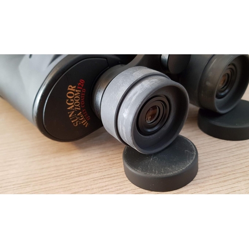 37 - Boxed 'Sunagor' London Made Zoom Binoculars with Shoulder Strap Bag, Upto 120 Magnification, Unused