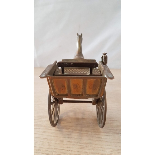 40 - Heavy Brass Horse and Trap, (Approx. 27 x 14cm Overall), Plus Brass Rocking Chair, (Approx. 16 x 10c... 